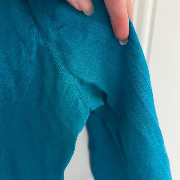 DKNY Teal Blue 100% Linen Blazer size 8 - Picture 4 of 7